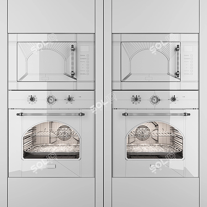 Midea Built-in Microwave & Oven Combo, Ivory/Black 3D model image 2