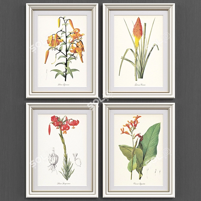 Modern Botanical Art Prints 3D model image 1