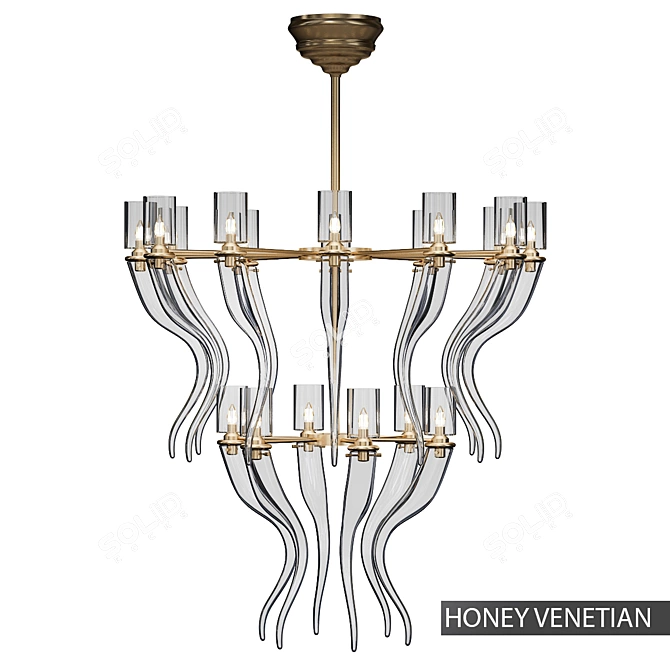 Honey Murano Glass Chandelier 3D model image 1