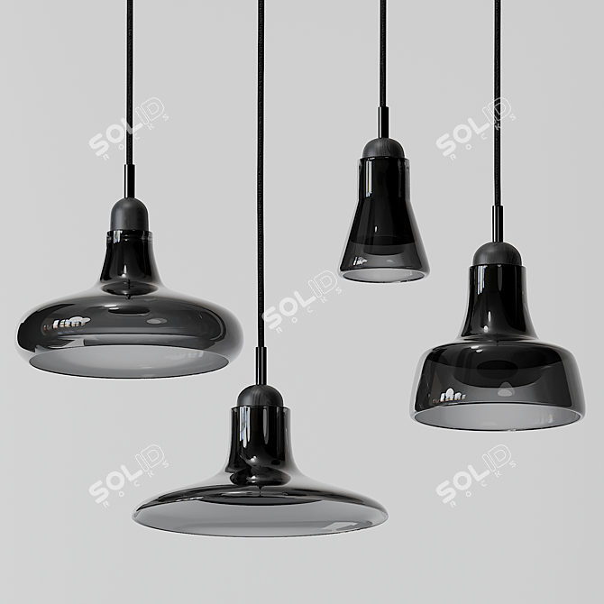 Monochrome Shadows: Black and White Pendant 3D model image 1
