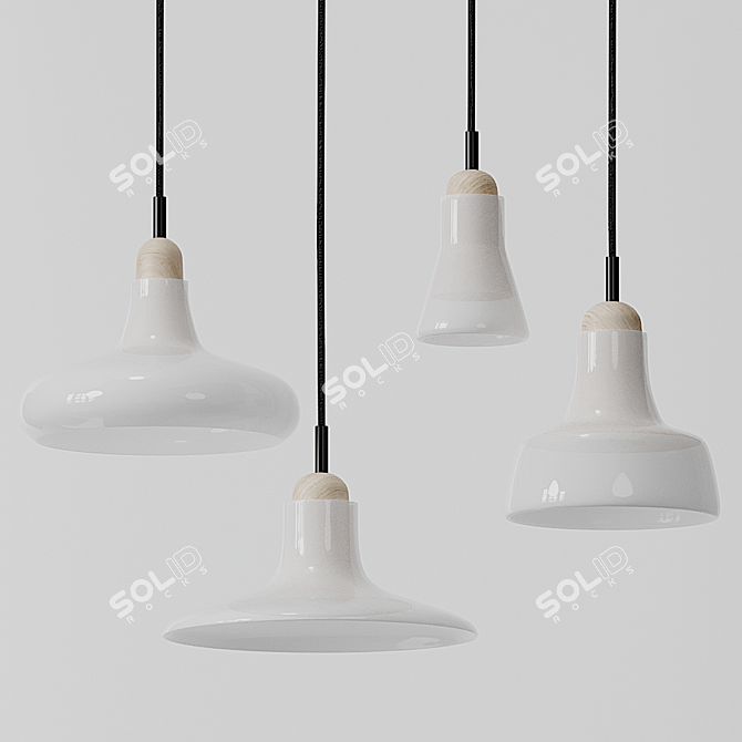 Monochrome Shadows: Black and White Pendant 3D model image 2