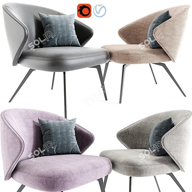 Elegant Ellen Armchair: Astele 02 3D model image 1