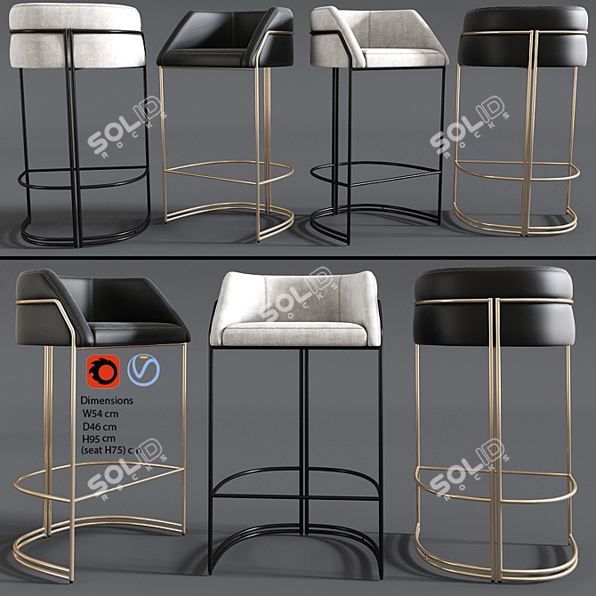 Revolutionize Your Space with the Deja Vu Bar Stool! 3D model image 1