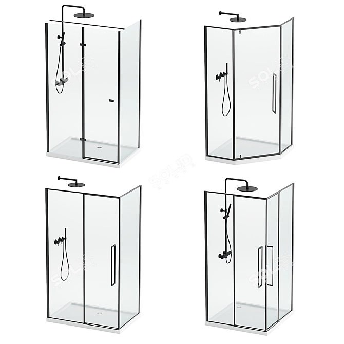 Sleek Devit Shower Collection 3D model image 1