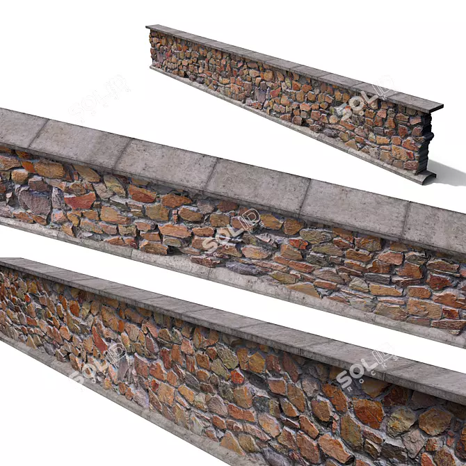 Granite Stone Wall - Seamless and Versatile 3D model image 1