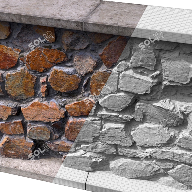 Granite Stone Wall - Seamless and Versatile 3D model image 2