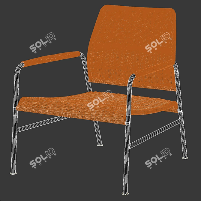 Handmade ULRIKSBERG Anthracite Rattan Chair 3D model image 2