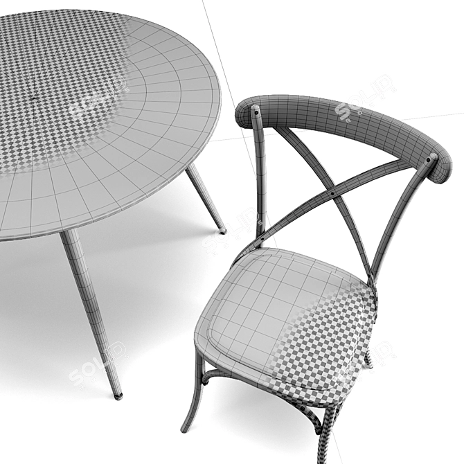 Sleek Daw Table and Silea Chairs Set 3D model image 3