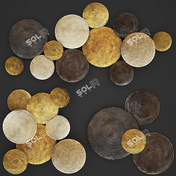 Title: Golden Circle Wall Art 3D model image 1