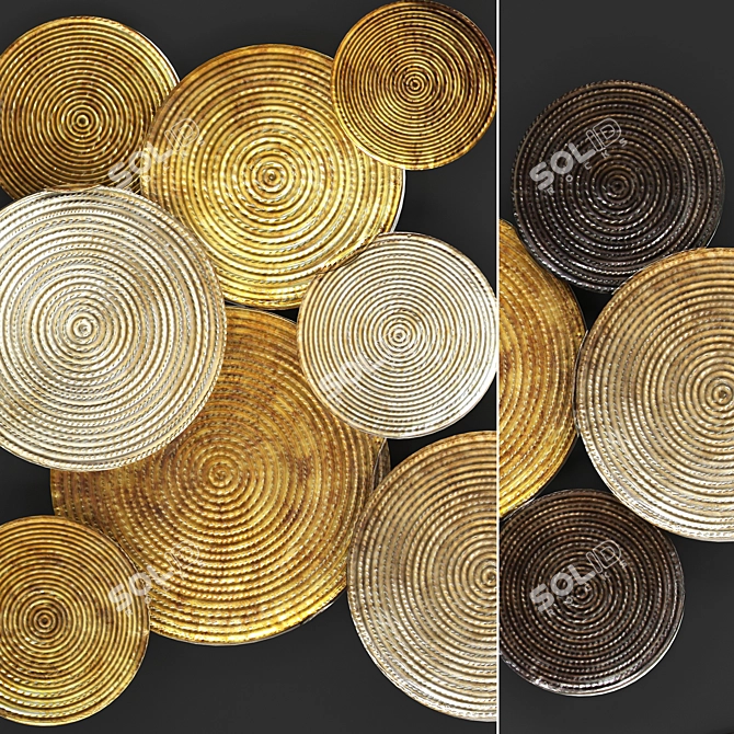 Title: Golden Circle Wall Art 3D model image 2