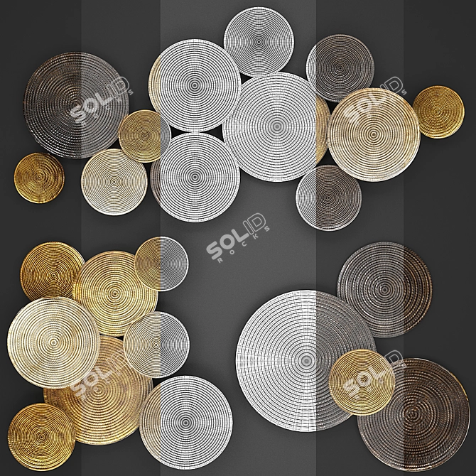 Title: Golden Circle Wall Art 3D model image 3