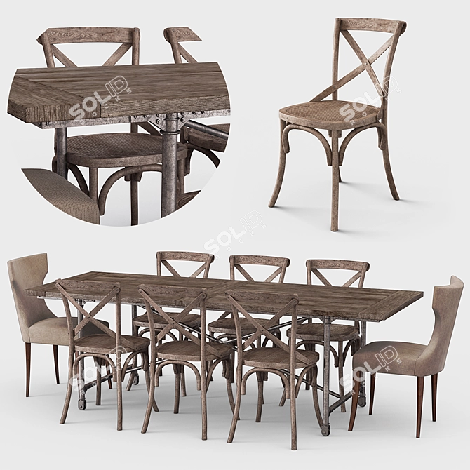 Elegant Edmonton Dining Set 3D model image 1