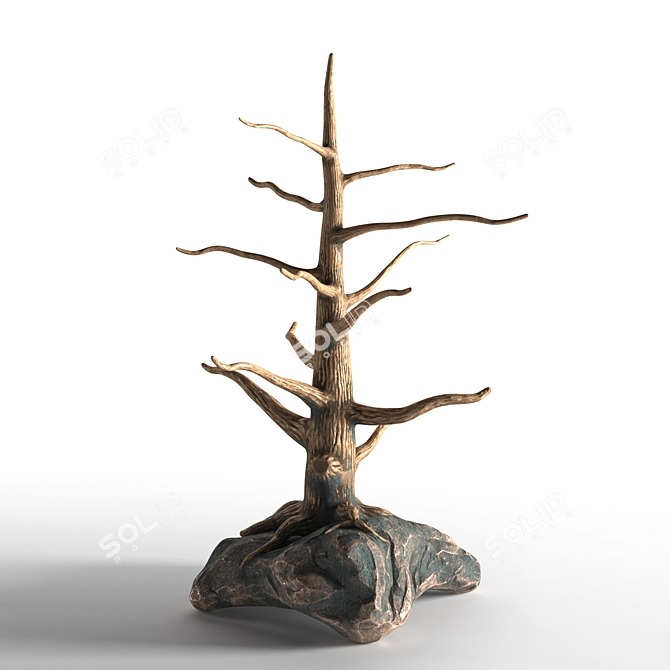 Bronze Tree Rock Jewelry Holder 3D model image 1