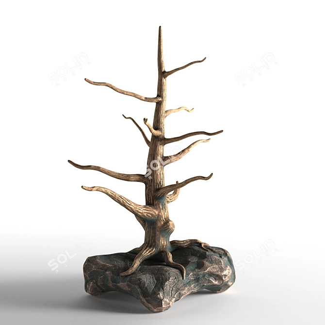 Bronze Tree Rock Jewelry Holder 3D model image 3