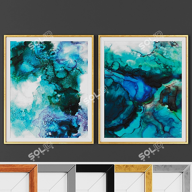 Modern Picture Set with Multiple Frame Options 3D model image 1