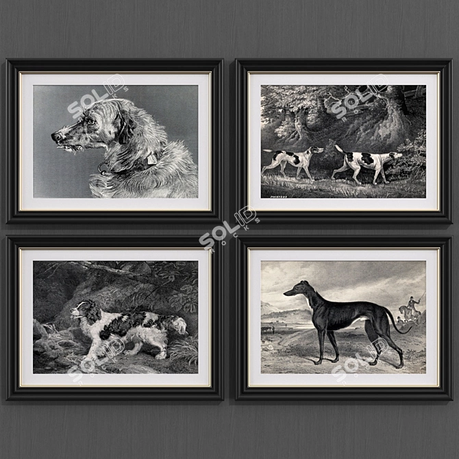 Set of Modern Style Dog Paintings No.173  Link to Artist 3D model image 1