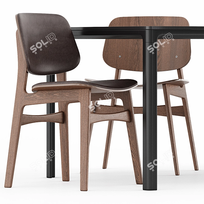 Soborg Wood Base: Mesa Table by Fredericia 3D model image 2