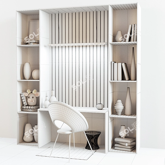 Versatile Bedroom Library: Space-Saving Shelf 3D model image 3