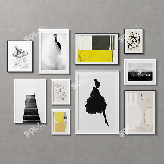 10-Piece Gallery Frame Set 3D model image 1