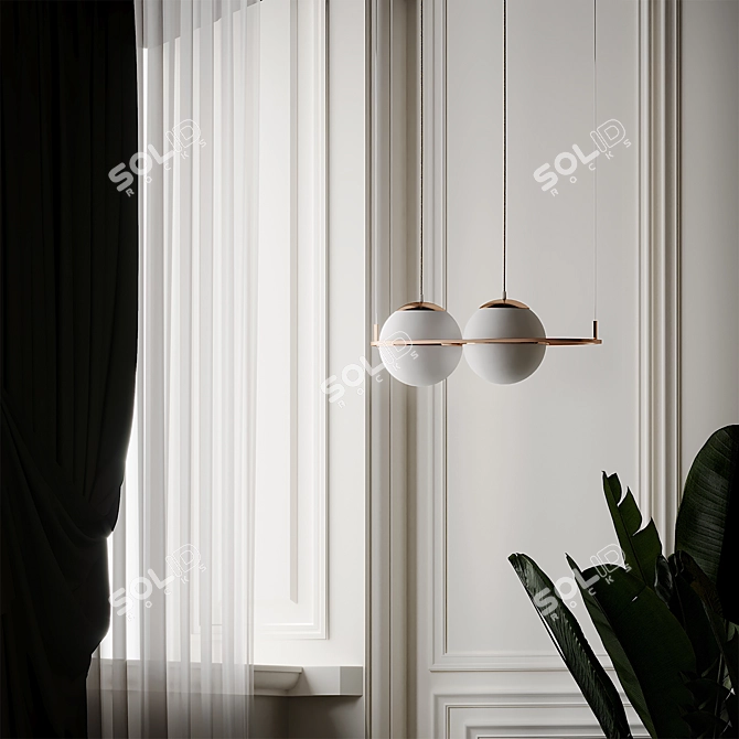 Elegant Decò Pendant Lamp 3D model image 4