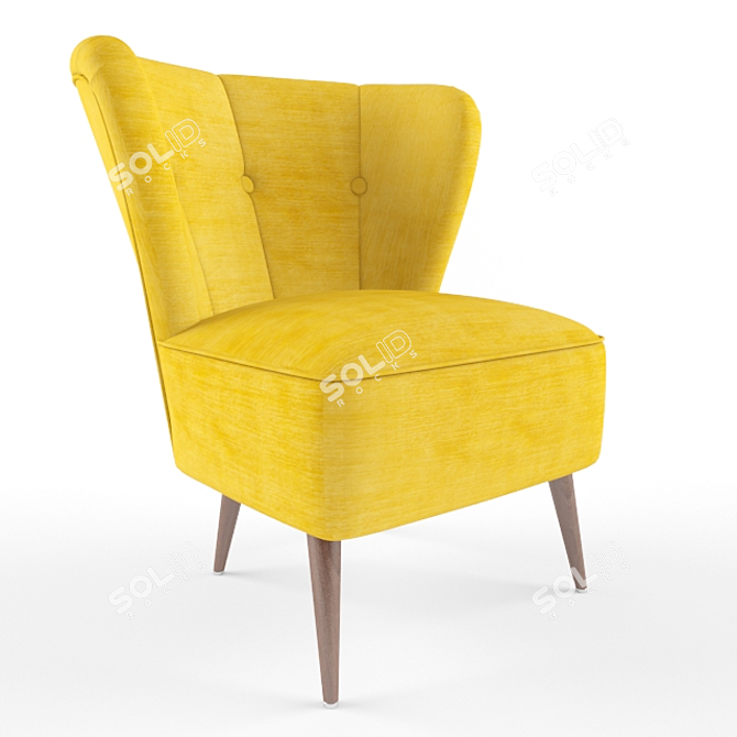 Midcentury Accent Chair with Angled Back 3D model image 1