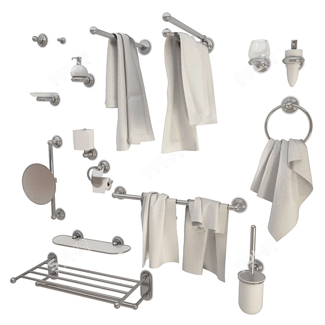 Sleek Bathroom Essentials Set 3D model image 1