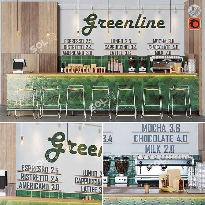 Eco-Friendly Cafe: Greenline 3D model image 1