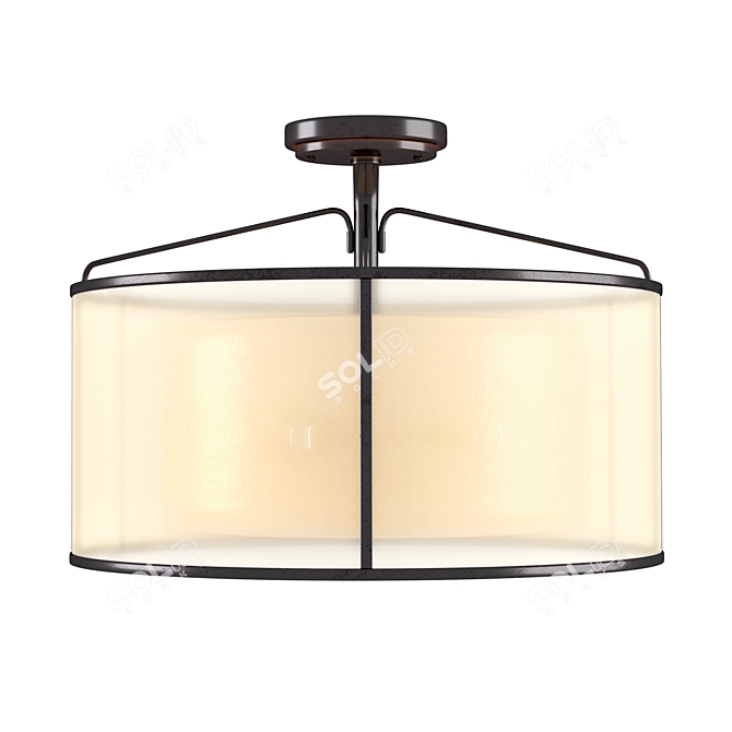 Brisco 3-Light Semi Flush Mount - Elegant Bronze Glass Fixture 3D model image 3