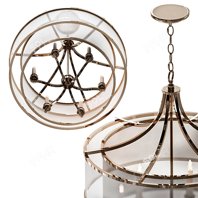 Vintage Brass 6-Light Pendant 3D model image 2