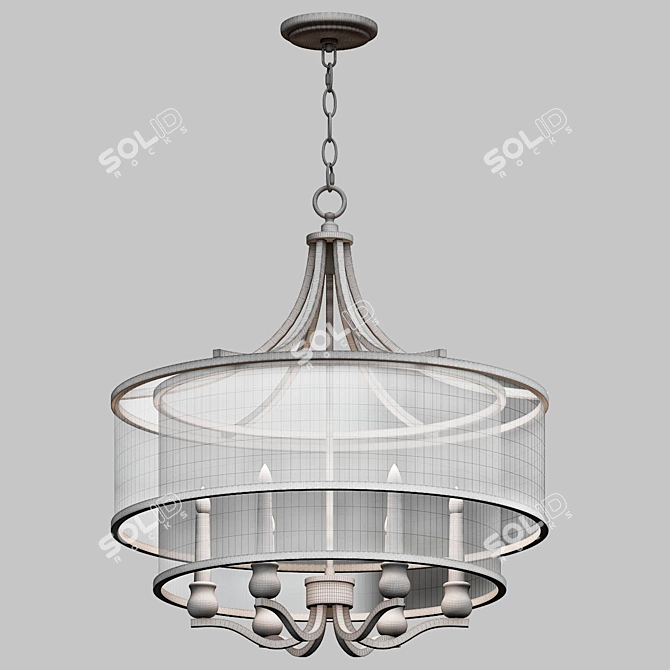 Vintage Brass 6-Light Pendant 3D model image 3