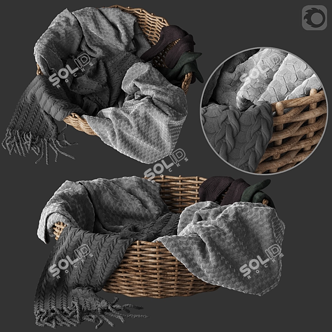 Stylish Laundry Basket Set 3D model image 1