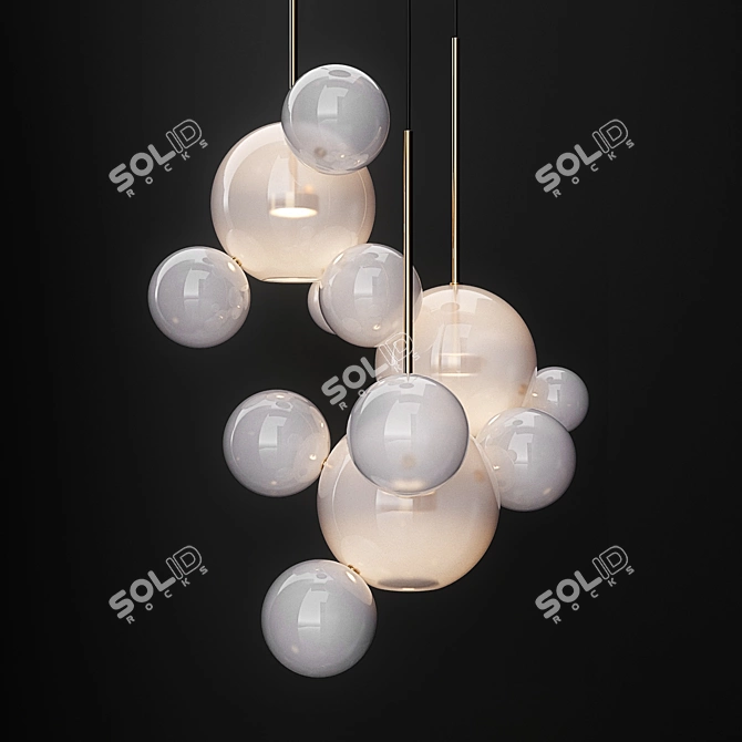 Title: Bolle and IC Glass Chandeliers 3D model image 3