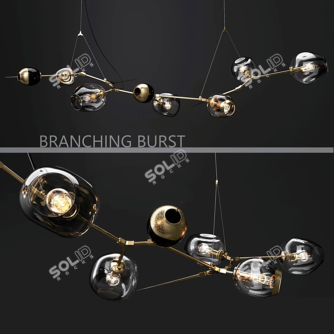 Branching Glass Chandeliers: Versatile Elegance 3D model image 2