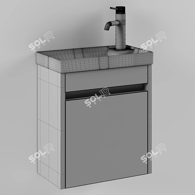 Sleek Bath Cabinet: Space-Saving Design 3D model image 2