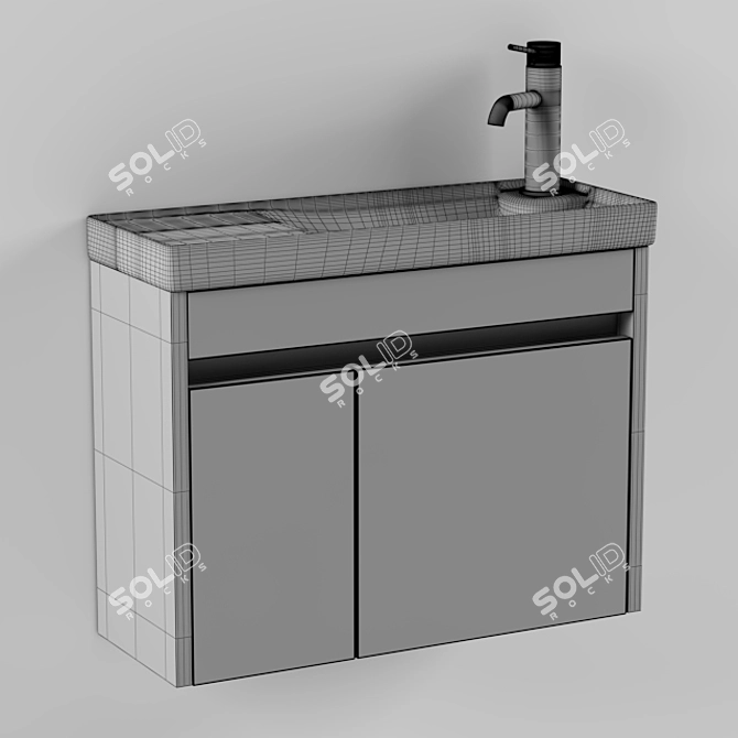 Elegant Slim Bathroom Cabinet 3D model image 2