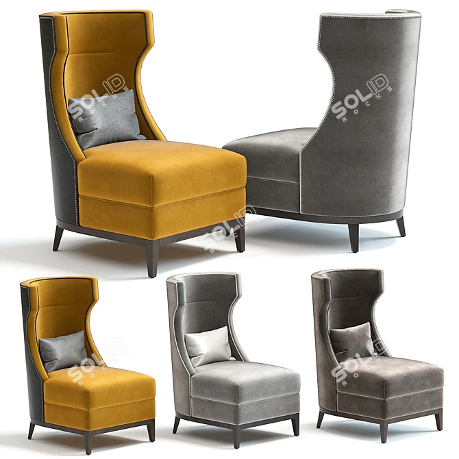 Parker Armchair: Stylish 3D Model with 3 Color Options 3D model image 1