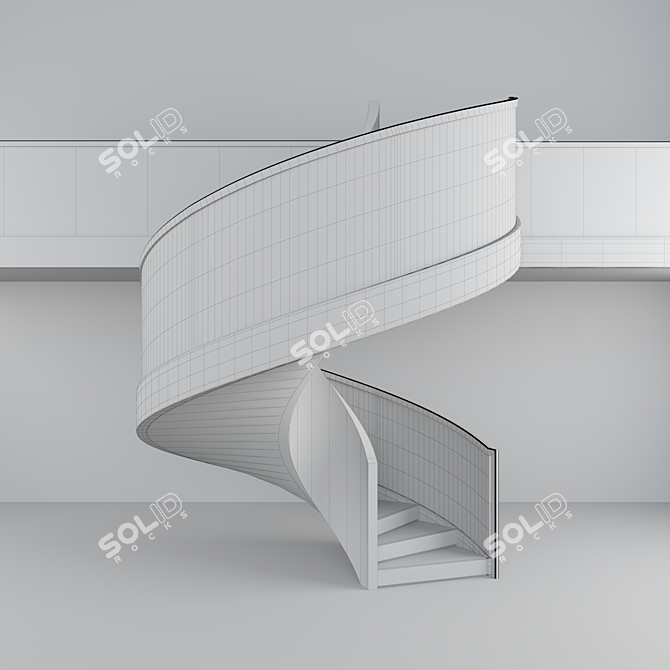 Elegant Radius 1400mm Stair 3D model image 2