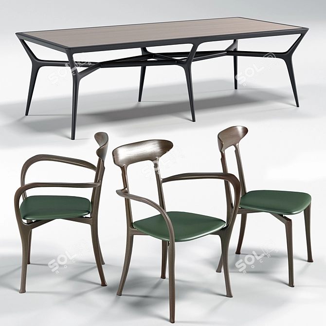 Elegant Ceccotti Dining Set 3D model image 2