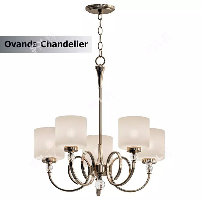 Elegant Ovanda Brass Chandelier 3D model image 1