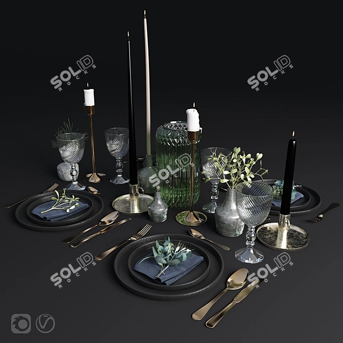 Elegant Table Setting for Stunning Interiors 3D model image 1