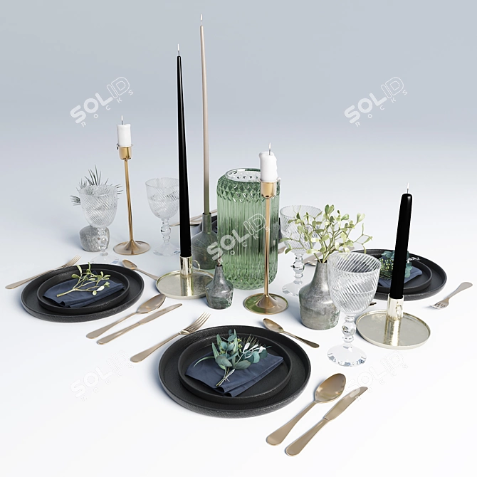 Elegant Table Setting for Stunning Interiors 3D model image 2