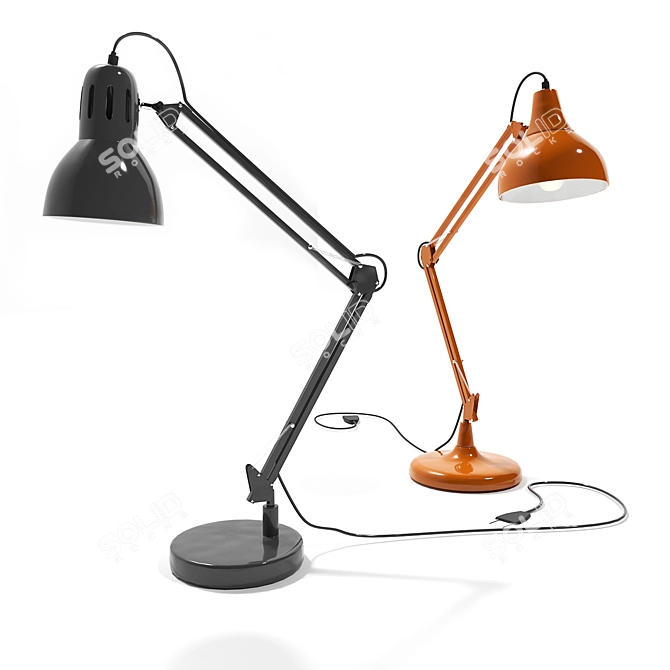 Sleek 2-Light Table Lamp Set 3D model image 2