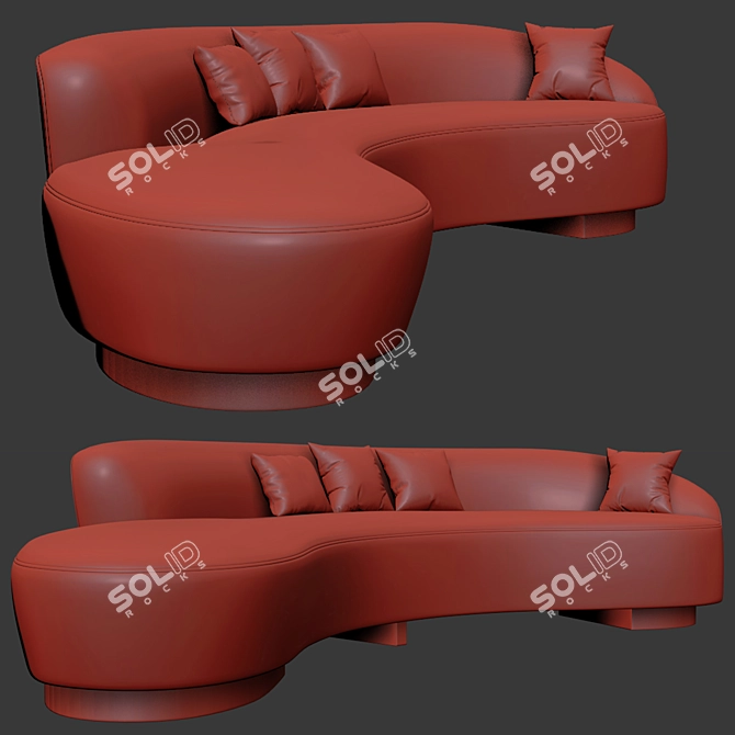 Elegant FreeForm Curved Sofa 3D model image 2