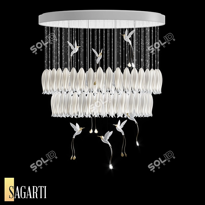 Sagarti Alba Chandelier: Elegance in White 3D model image 1