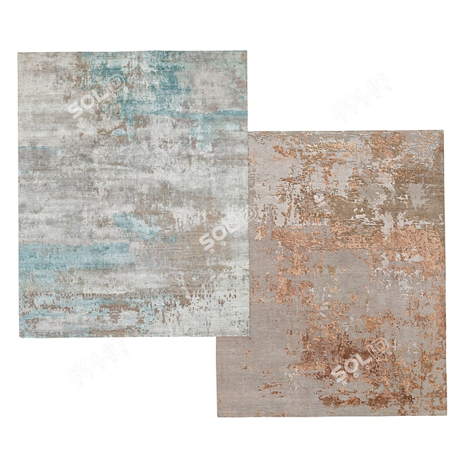 Luxe Silk & Artisan Raku Rugs 3D model image 1