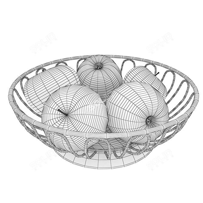 Elegant Steel Wire Fruit Basket 3D model image 3