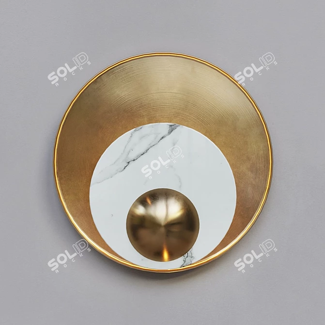 Glimmering Gold Round Wall Sconce 3D model image 1