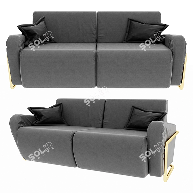 Modern Minimalist Metal Sofa 3D model image 1