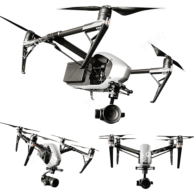 High-Performance DJI Inspire 2 Drone 3D model image 1