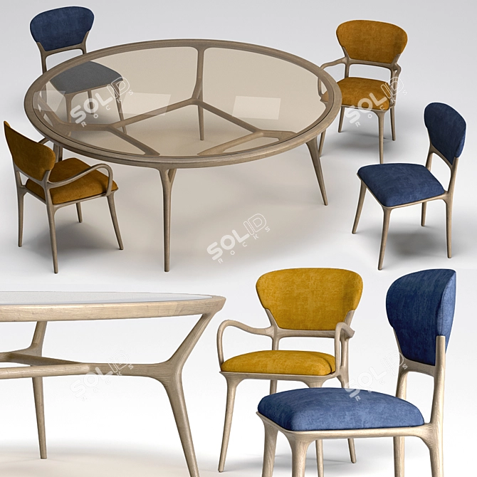 Elegant CeccottiCollezioni Dining Set 3D model image 1